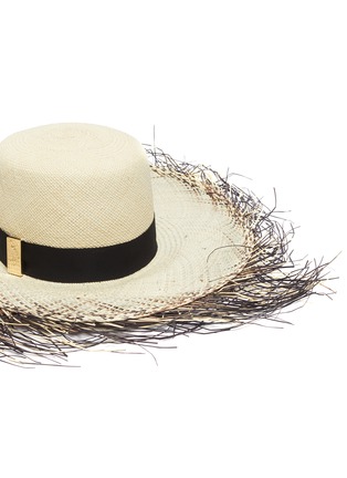 Detail View - Click To Enlarge - GIGI BURRIS MILLINERY - 'Beachcomber' dégradé fringe edge Panama straw hat