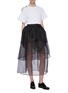 Figure View - Click To Enlarge - KIMHĒKIM - 'Lotus' layered tiered organdy skirt
