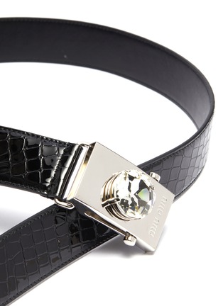 Detail View - Click To Enlarge - MIU MIU - Glass crystal croc embossed leather belt