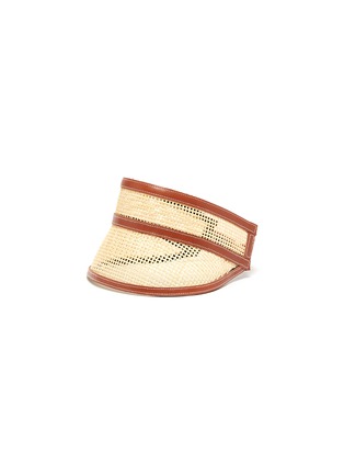 Main View - Click To Enlarge - JANESSA LEONÉ - 'Constance' leather trim straw visor