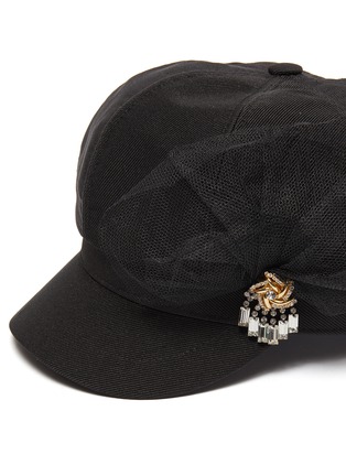 Detail View - Click To Enlarge - VENNA - Mesh embellished pin twill newsboy cap