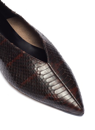 Detail View - Click To Enlarge - AEYDE - 'Moa' snake embossed choked-up leather flats