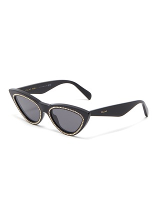 Main View - Click To Enlarge - CELINE - Strass rim acetate cat eye sunglasses