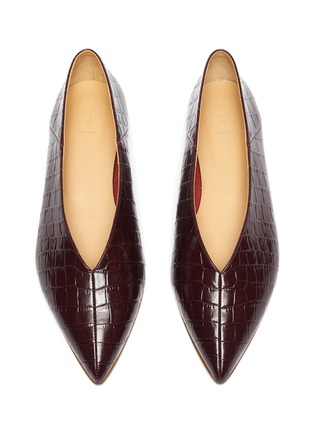 Detail View - Click To Enlarge - AEYDE - 'Moa' choked-up croc embossed leather flats