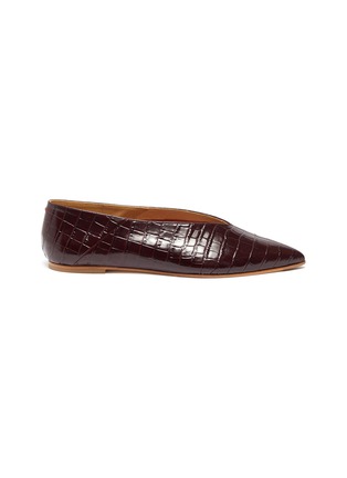 Main View - Click To Enlarge - AEYDE - 'Moa' choked-up croc embossed leather flats