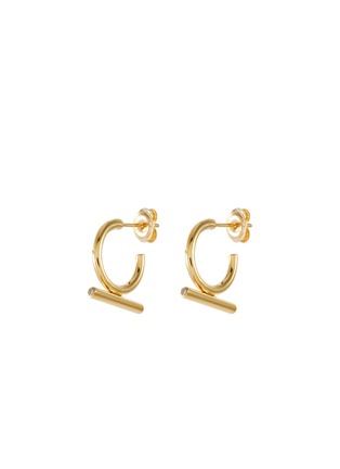 Main View - Click To Enlarge - HYÈRES LOR - 'Noailles' diamond 15mm bar 14k yellow gold hoop earrings
