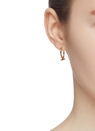 Figure View - Click To Enlarge - HYÈRES LOR - 'Noailles' diamond 12mm bar 14k yellow gold long hoop earrings