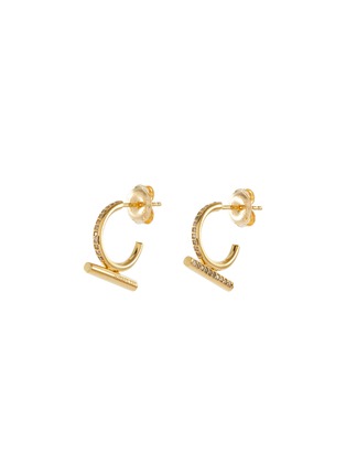 Main View - Click To Enlarge - HYÈRES LOR - 'Noailles' diamond 12mm bar 14k yellow gold hoop earrings