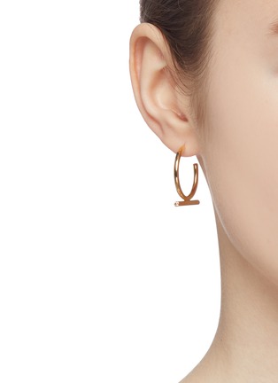 Figure View - Click To Enlarge - HYÈRES LOR - 'Noailles' diamond 25mm bar 14k yellow gold hoop earrings
