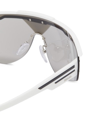 Detail View - Click To Enlarge - PRADA - 'Runway' logo angular rimless acetate sunglasses