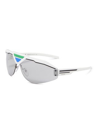 Main View - Click To Enlarge - PRADA - 'Runway' logo angular rimless acetate sunglasses