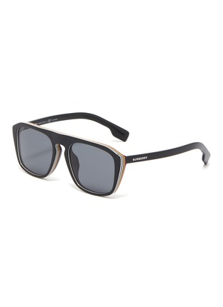Main View - Click To Enlarge - BURBERRY - Stripe acetate square sunglasses