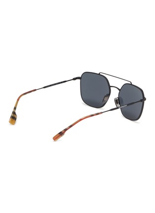 Figure View - Click To Enlarge - BURBERRY - Tartan plaid tip metal square sunglasses