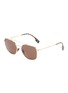 Main View - Click To Enlarge - BURBERRY - Tartan plaid tip metal square sunglasses