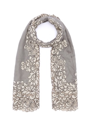 Main View - Click To Enlarge - LANE'S - Chantilly lace border silk-wool scarf