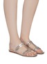 Figure View - Click To Enlarge - RODO - PVC panel cutout metallic leather slide sandals