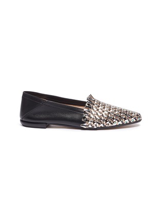 Main View - Click To Enlarge - RODO - Woven panel leather step-in loafers