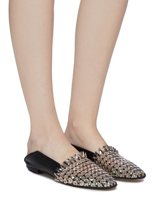 Figure View - Click To Enlarge - RODO - Woven panel leather step-in loafers