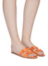 Figure View - Click To Enlarge - RODO - Cutout leather slide sandals