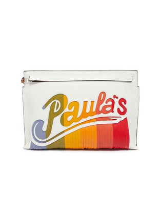 Main View - Click To Enlarge - LOEWE - x Paula's Ibiza 'T' colourblock fringe leather pouch