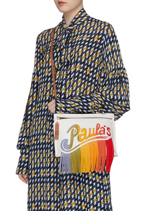 Figure View - Click To Enlarge - LOEWE - x Paula's Ibiza 'T' colourblock fringe leather pouch