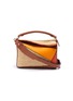 Main View - Click To Enlarge - LOEWE - x Paula's Ibiza 'Puzzle' raffia panel leather bag