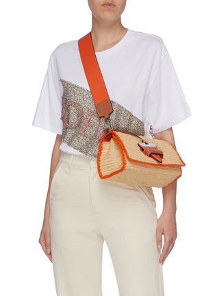 Figure View - Click To Enlarge - LOEWE - x Paula's Ibiza 'Barcelona' leather strap raffia bag