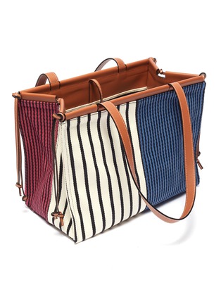 Detail View - Click To Enlarge - LOEWE - x Paula's Ibiza 'Cushion' chenille patch colourblock stripe canvas tote