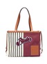 Main View - Click To Enlarge - LOEWE - x Paula's Ibiza 'Cushion' chenille patch colourblock stripe canvas tote