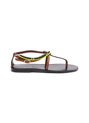 Main View - Click To Enlarge - LOEWE - x Paula's Ibiza detachable beaded anklet leather sandals