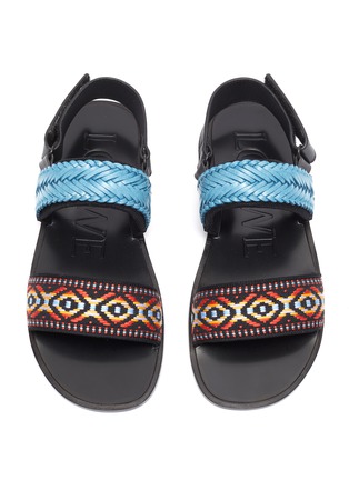 Detail View - Click To Enlarge - LOEWE - x Paula's Ibiza graphic woven band slingback sandals