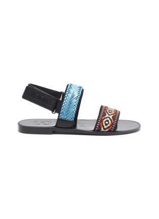 Main View - Click To Enlarge - LOEWE - x Paula's Ibiza graphic woven band slingback sandals