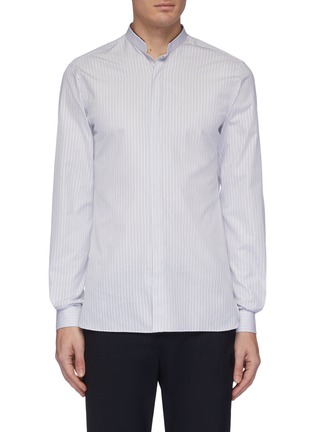 Main View - Click To Enlarge - LANVIN - Mandarin collar stripe shirt