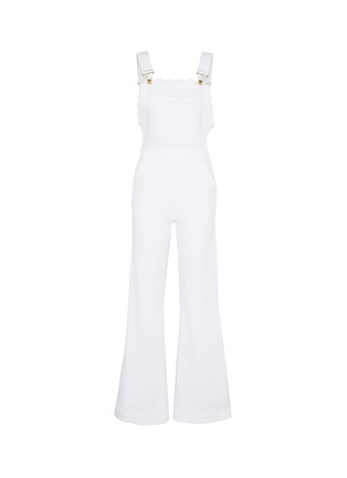 Main View - Click To Enlarge - FRAME - Scalloped wide leg denim dungarees