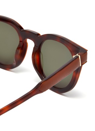 Detail View - Click To Enlarge - LOEWE - Leather padded rim tortoiseshell acetate round sunglasses