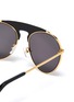 Detail View - Click To Enlarge - LOEWE - Leather top bar metal round aviator sunglasses