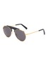 Main View - Click To Enlarge - LOEWE - Leather top bar metal round aviator sunglasses