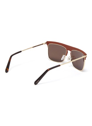 Figure View - Click To Enlarge - LOEWE - Leather top bar metal square aviator sunglasses