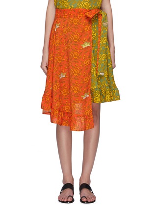 Main View - Click To Enlarge - LOEWE - x Paula's Ibiza ruffle patchwork floral print asymmetric wrap skirt