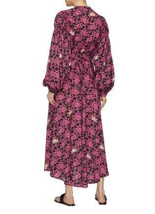Back View - Click To Enlarge - LOEWE - x Paula's Ibiza belted puff sleeve floral print peasant dress