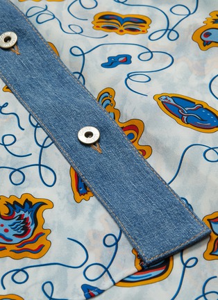 Detail View - Click To Enlarge - LOEWE - x Paula's Ibiza denim button trim graphic print skirt