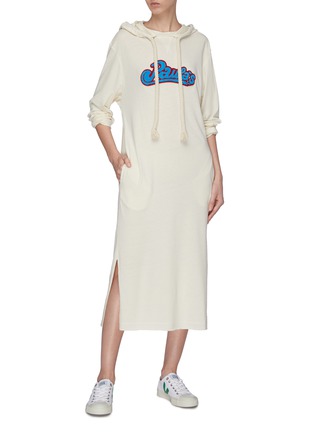 Figure View - Click To Enlarge - LOEWE - x Paula's Ibiza chenille patch cotton-silk long hoodie