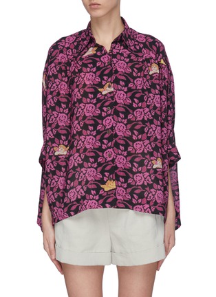 Main View - Click To Enlarge - LOEWE - x Paula's Ibiza tie cuff floral print blouse