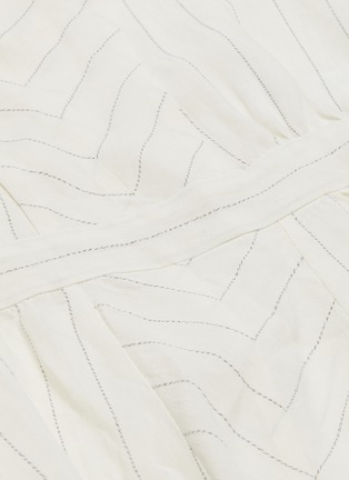 Detail View - Click To Enlarge - LOEWE - x Paula's Ibiza balloon sleeve pinstripe cold shoulder dress