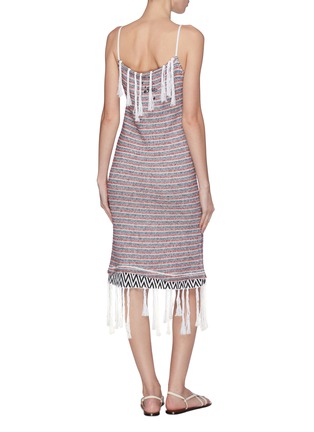 Back View - Click To Enlarge - LOEWE - x Paula's Ibiza fringe trim herringbone hem stripe terry dress