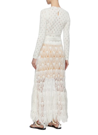 Back View - Click To Enlarge - LOEWE - x Paula's Ibiza scalloped hem mix crochet knit dress