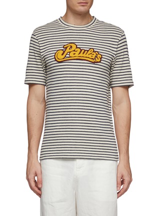 Main View - Click To Enlarge - LOEWE - x Paula's Ibiza logo chenille patch stripe cotton-linen T-shirt