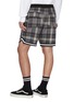 Back View - Click To Enlarge - RHUDE - 'Bball' stripe cuff tartan plaid shorts