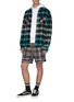 Figure View - Click To Enlarge - RHUDE - 'Bball' stripe cuff tartan plaid shorts