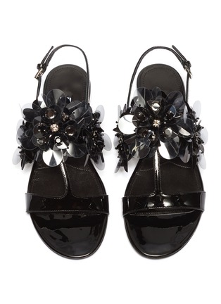 Detail View - Click To Enlarge - PRADA - Embellished patent leather slingback sandals